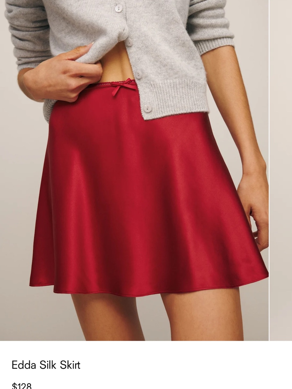 Reformation Edda Silk Skirt in Sangre Red